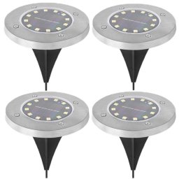 Luces Solares Empotrables de Suelo Autrucker 12 LED IP65 Paquete de 4 Blanco Cálido