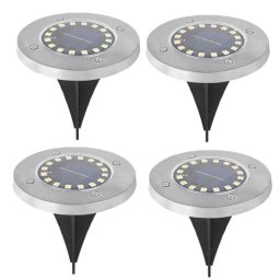 Luces Solares Empotrables de Suelo Autrucker 16 LED IP65 Paquete de 4 Blanco Cálido