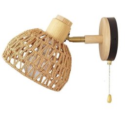 Lámpara Pared Ratán Autrucker con Interruptor Cadena y Ángulo 180° E27