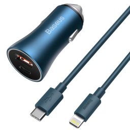 Cargador de Coche Baseus Golden Contactor Pro 40W USB-C y USB Azul