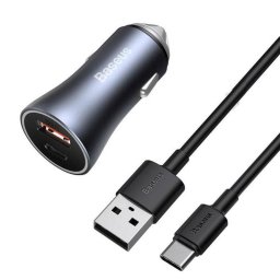 Cargador Coche Baseus Golden Contactor Pro USB + USB-C 40W QC4.0+ PD Azul