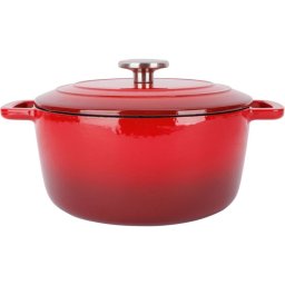 Cocotte De Hierro Fundido Esmaltado Cosy & Trendy Fontestic 24 Cm, 4,6 L, Rojo, Interior Blanco Esmaltado, Tapa Con Gotas, Apta Inducción Y Horno 200°c
