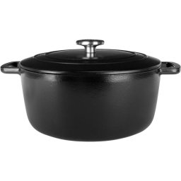 Cocotte Cosy & Trendy Fontestic De Hierro Fundido Esmaltado Ø28 Cm, 6,15 L, Negra, Interior Blanco, Tapa Con Gotas, Apta Para Inducción Y Horno Hasta 200°c