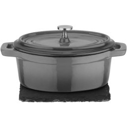 Gsw Mini Cocotte Ovalada Gris Antracita 12x10 Cm, 0,2 L, Hierro Fundido Esmaltado, Base Ferrotherm E Inducción, Apta Para Horno 240 °c, Apta Lavavajillas, Set 3