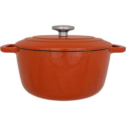 Cosy & Trendy Fontestic Cocotte De Hierro Fundido Esmaltado Ø24 Cm, 4,6 L Color Ruïnne, Tapa Con Gotitas Autorregulables, Asas Integradas Y Pomo Inox 18/0, Apta Inducción Y Horno 200 °c