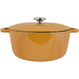 Cosy & Trendy Fontestic Cocotte De Hierro Fundido Esmaltado Ø28 Cm 6,15 L Ámbar, Interior Blanco, Tapa Con Gotas, Apta Para Todas Las Cocinas E Ideal Al Horno Hasta 200 °c