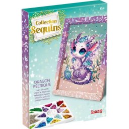 Lansay Collection Sequins Féérique – Dragón Hada, Kit De Manualidades Con Lentejuelas Enmarcadas Y Base De Poliestireno, Para Niños A Partir De 6 Años