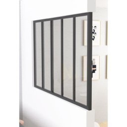 Optimum Poteau De Terminaison Para Mampara De Vidrio, Aluminio Negro Mate Satinado, 108 Cm