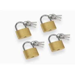 Pack De 4 Cadenas Meister De 35 Mm, Cuerpo De Latón, Grillete En U Redondeado De Acero Y 3 Llaves Por Candado