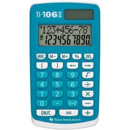 Calculadora De Bolsillo Texas Instruments Ti-106 Ii Azul, Pantalla De 2 Líneas, Doble Alimentación Solar/batería, Teclas Grandes Y Funciones Básicas