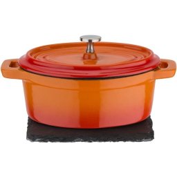 Gsw Mini Cocotte Oval De Acero Fundido 0,2 L Naranja Con Interior Esmaltado Blanco, Apta Para Inducción Y Horno Hasta 240°c