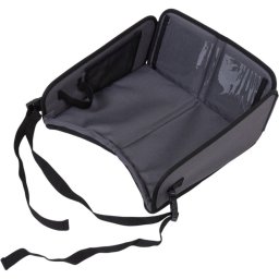 Tineo Bandeja De Actividades Para Coche (tamaño Pequeño), Gris, Plegable, Base Acolchada Y Laterales Elevados, Soporte Para Tablet/libro Y Bolsillos Laterales, Sujeción Con Correas Ajustables