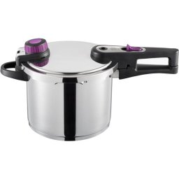 Olla A Presión Gsw System Plus 6 L 22 Cm De Acero Inoxidable 18/10 Compatible Con Inducción, Thermoboden, Control De Cocción 2 Posiciones, Incluye Cestillo Y Soporte