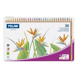 Lápices de colores Milan 36 unidades mina gruesa 3,5 mm caja metálica