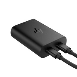 Cargador compacto para portátil HP USB-C GaN 65 W, carga rápida, dos puertos, color negro