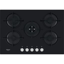 Placa de gas Hotpoint HAGS 72S BK Integrada 4 zonas Vidrio Negro
