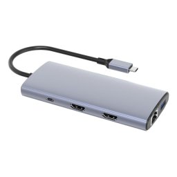 Hub DLH 8 puertos 10 Gbps USB-C DY-SA5375 Doble HDMI 4K 60Hz Ethernet Gigabit