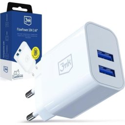 Cargador USB 3MK FlowPower 10W 2 Puertos USB-A Blanco