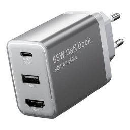 Cargador de Red Vention FJAH0-EU USB-C+A HDMI GaN 60W Gris