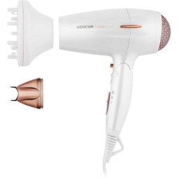 Secador de Pelo Iónico Plegable Sencor SHD 7200GD 2000W 3 Temperaturas 2 Velocidades con Difusor y Concentrador Oro Blanco