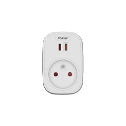 Toma de Pared Mobility Lab Blanca 2 Puertos USB-C PD 45W Enchufe Europeo