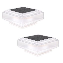Poste de Luz Solar Autrucker 2 Unidades Cálida para Patios, Vallas y Jardines