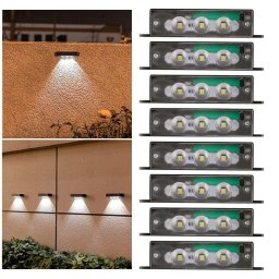 Luz Solar Exterior Autrucker para Valla o Pared, 3 LED, IP65, Blanca, Automática Dusk-to-Dawn