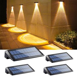 Pack 4 Luces Solares para Valla Autrucker IP65 80lm Blanco Cálido 2 Modos