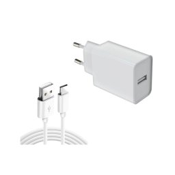 Cargador DLH 12W USB-A con cable USB-C 1 m Blanco