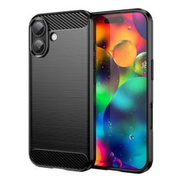 Funda para móvil DLH DY-PS5421 Cover silicona negra patrón carbono para iPhone 17