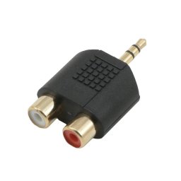 Adaptador MCL 3.5mm a 2xRCA Negro, Conectores Chapados en Oro