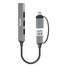 Hub Port Designs 4 puertos 5000 Mbit/s modelo 900160 cable 0,1 m aluminio plata