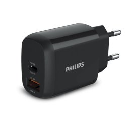 Cargador Philips DLP4326CB/12 18W USB-C y USB-A Carga Rápida Negro
