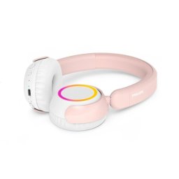 Auriculares Philips TAK4200 inalámbricos Bluetooth con cancelación de ruido, micrófono y carga rápida rosa y blanco