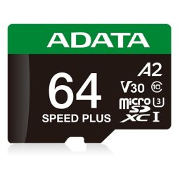 Tarjeta microSDXC ADATA Speed Plus 64 GB Clase 10 U3 V30 A2