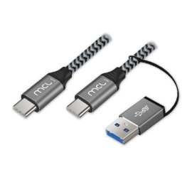 Cable USB MCL 2 en 1 USB-C 3.2 Gen 2 a USB-C/USB-A 10 Gbit/s 100 W 2 m