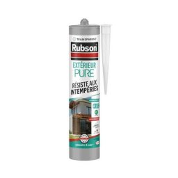 Rubson Pure Sellador Exterior Transparente Para Juntas 280 Ml, Resistente A La Intemperie, Cartucho Con Boquilla Aplicadora, Sellado Discreto