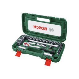 Juego Carraca 1/2" Bosch 26 Piezas 1600a039j7 Con Vasos, Extensiones Y Juntas. Mecanismo 72 Dientes, Ángulo 5°, Hasta 768 Nm, Compatible Iso 3315 E Iso 1174