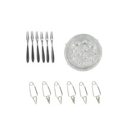 Fackelmann Conjunto Especial Para Escargots: 30 Bandejas De Aluminio Desechables (12 Cavidades), 6 Tenacillas/fork Y Pinzas De Acero Inoxidable, Para Cocinar Y Servir Al Horno