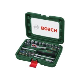 Bosch Juego Carraca 1/4" 37 Piezas Con Vasos Y Puntas, Carraca 72 Dientes, Hasta 93 Nm, Ángulo De Trabajo 5°, Empuñadura Ergonómica Y Estuche