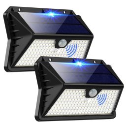 Luz Solar Exterior Autrucker con Sensor Movimiento 283 LEDs IP65 Blanco Frío Paquete de 2