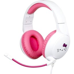 Auriculares Konix Hello Kitty con cable 3,5 mm Gaming Cancelación de Ruido Rosa y Blanco