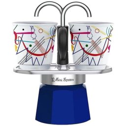 Cafetera italiana Bialetti Mini Express Kandinsky 2 tazas 90 ml con set de tazas