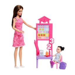 Muñeca Barbie Profesora Set de Aula con Mini Estudiante y Accesorios Educativos