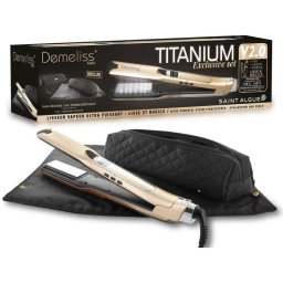 Plancha de Pelo Titanio Saint Algue Demeliss Tita V2 230ºC 3 Ajustes Peine Lateral Vapor Dorado