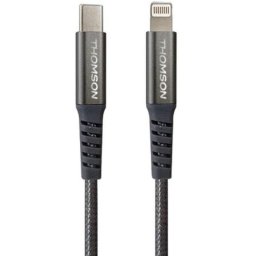 Cable Thomson USB-C a Lightning 1,5 m Nylon Trenzado Gris Carga Rápida 5A