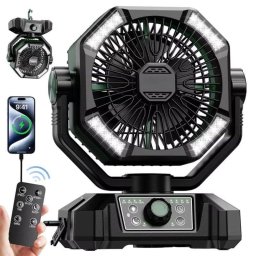 Mini Ventilador Autrucker Turbo 20000mAh 8 Velocidades Luz LED Mando a Distancia Recargable