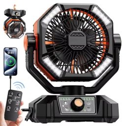 Mini Ventilador Portátil Autrucker 20000mAh 8 Velocidades Luz LED Mando Oscilación 270° Temporizador
