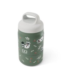 Monbento Handy Racoon Fiambrera Térmica Infantil Con 2 Compartimentos 350 Ml + 150 Ml, Interior De Acero Inoxidable, Asa Ergonómica, 500 Ml