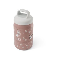 Monbento Handy Fox Fiambrera Térmica 2 Compartimentos 350 Ml + 150 Ml, Total 500 Ml, Asa Integrada, Interior En Acero Inoxidable, Diseño Zorro